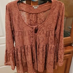Sundance Anama Rust Lace Blouse - Med - NWOT